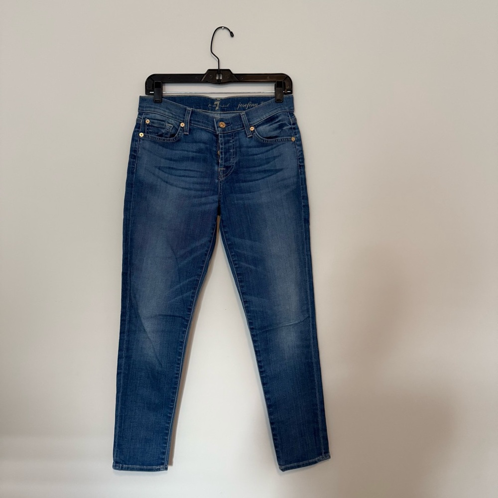 Women’s Blue Cropped Ankle Jeans Skinny Boyfriend Josefina 7 For All Mankind